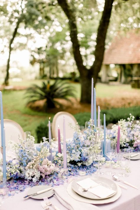 Periwinkle Wedding, Purple Blue Flowers, Whimsical Wedding Inspiration, Bridgerton Wedding, Lowcountry Wedding, January Wedding, Flowers Candles, Lilac Wedding, Garden Wedding Inspiration