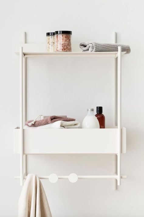 21 Cool Products That'll Inspire You to Have the Most Organized Bathroom Ever Wall Shelves Bathroom Small Spaces, Black White Furniture, Black And White Furniture, Shelf Cover, Tall Shelves, Modern Wall Shelf, Metal Wall Shelves, Teen Furniture, Shelf White