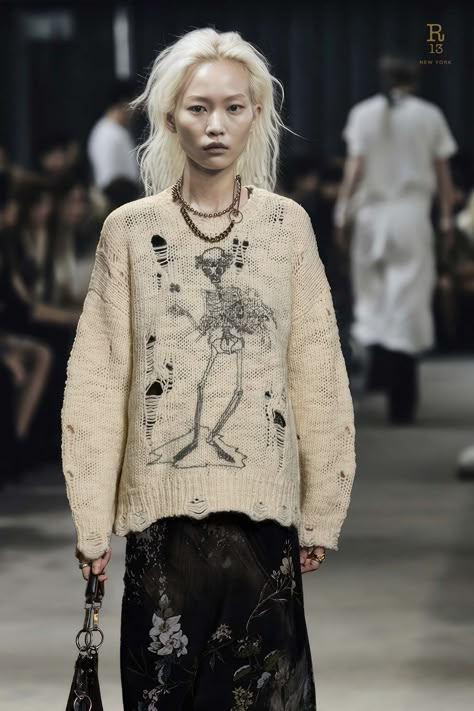 R13 Pre-Fall 2024 Fashion Show | Vogue 2024 Runway, Lace Fashion, Fashion 2024, 2024 Fashion, Knit Fashion, Post Apocalyptic, 2024 Collection, Vogue Runway, Runway Looks