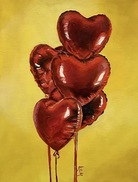 Balloon Heart Drawing, Heart Balloon Drawing, Art Emoji, Ap Art Ideas, Chic Illustration, Drawing Painting Ideas, Balloon Painting, Emo Phase, Heart Sketch