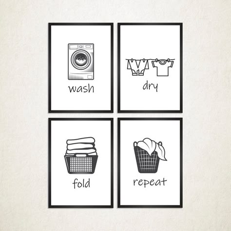 Laundry Room Quotes, Laundry Decal, Laundry Room Decor Diy, Wash Dry Fold Repeat, Laundry Room Wall Art, White Laundry Rooms, Laundry Wall Art, Laundry Wall, Laundry Room Wall