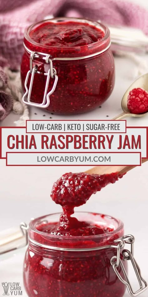 Sugar Free Raspberry Jam, Easy Jam Recipes, Keto Jam, Berry Jam Recipe, Sugar Free Jam Recipes, Easy Jam Recipe, Keto Raspberry, Benefits Of Chia Seeds, Benefits Of Chia