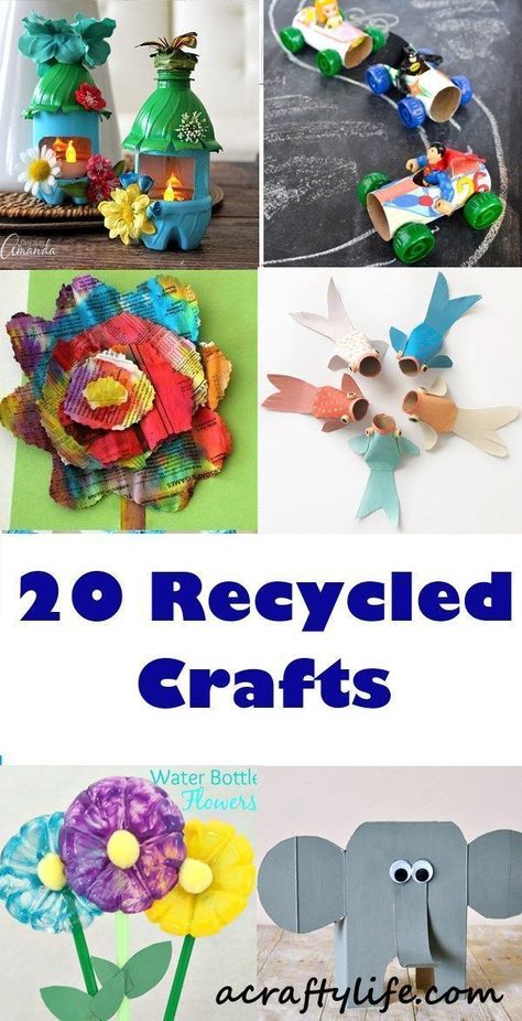 recycled kid crafts - acraftylife.com #preschool #craftsforkids #crafts #kidscraft Recycled Items Crafts, Recycled Art Crafts, Recycled Crafts Kindergarten, Upcycled Crafts For Kids, Recycled Crafts Kids Preschool, Recycled Crafts Kids Projects, Activities For Kids Preschool, Recycled Crafts For Kids, Recycling For Kids