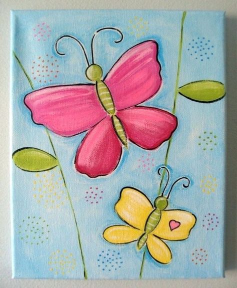 43+ Easy DIY Painting Ideas that'll Inspire Your (hidden) Inner Artist Kids Canvas Painting, Kids Canvas Art, Painting Ideas For Beginners, Canvas Painting Ideas, Butterfly Canvas, Kids Canvas, Easy Canvas Painting, Spring Painting, Simple Acrylic Paintings