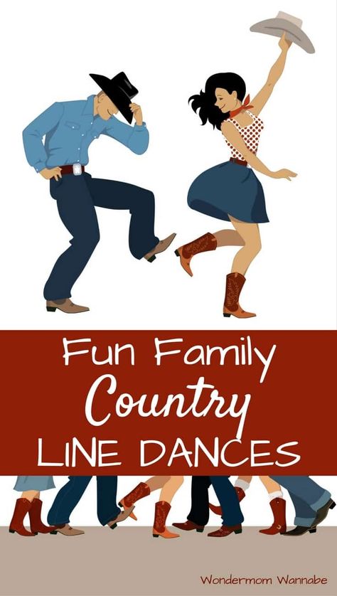 These popular country line dances are going to be so much fun to learn as a family. What a great idea for a free and easy family activity! Line Dance Songs, Line Dancing Steps, Line Dances, Line Dancing Lessons, Country Line Dancing, Country Line, Dance Instruction, Barn Dance, Country Dance