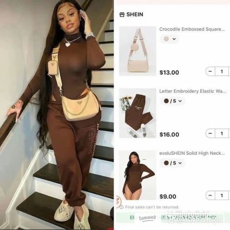 Baddie Outfit Shein, Shein Fall And Winter Outfits, Baddie Brown Outfits, Cute Outfits Off Shein, Fall Shien Outfit, Shein Board Ideas, Outfits From Shein Baddie, Cute Outfits For School Shein, Shein Outfits Petite