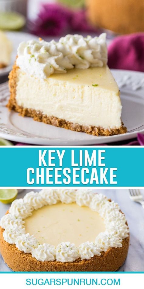 My Key Lime Cheesecake features a smooth and creamy key lime custard filling over a crisp graham cracker crust. This recipe is easy, with NO water bath and minimal prep time. Key Lime Custard, Lime Custard, Key Lime Cheesecake Recipe, Key Lime Filling, Key Lime Recipes, Key Lime Desserts, Sugar Spun Run, Lemon Cheesecake Recipes, Lime Desserts