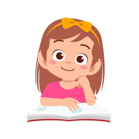 Happy cute kid girl study with smile | Premium Vector #Freepik #vector #school #people #education #girl Kids Going To School, Kids Cartoon Characters, Kids Reading Books, Study Art, Study English, Kids Vector, Kids Study, Kids Clipart, Basic Concepts