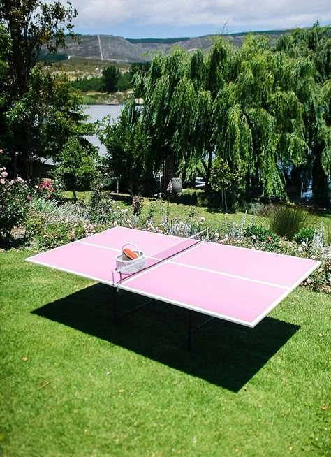 Pink Ping Pong Table, Ping Pong Wedding, Ping Pong Table Aesthetic, Painted Ping Pong Table, Ping Pong Table Painted, Ping Pong Aesthetic, Table Tennis Aesthetic, Ping Pong Party, Pingpong Table