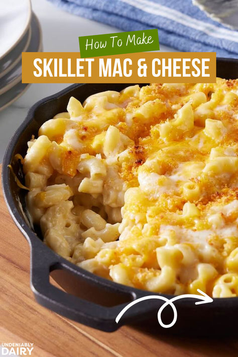 What’s better than a Skillet Mac & Cheese with a crunchy panko breadcrumb topping? Our creamy and cheesy recipe is made with real dairy and is an excellent source of protein, vitamin A, folate and calcium, and a good source of iron. Recipes For A Cold Day, Pasta Bake Casserole, Old Fashioned Macaroni And Cheese, Recipes For A Cold, Sides For Salmon, Yummy Crockpot Meals, Easy Pasta Bake, Skillet Mac And Cheese, Vegan Mac N Cheese Recipe