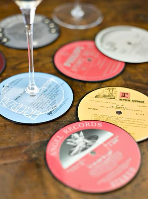 15 Rockin’ Projects that Repurpose Vinyl Records | Brit + Co Record Projects, Vinyl Record Projects, Record Diy, Vinyl Records Diy, Records Diy, Record Coasters, Record Ideas, Vinyl Record Crafts, Record Crafts