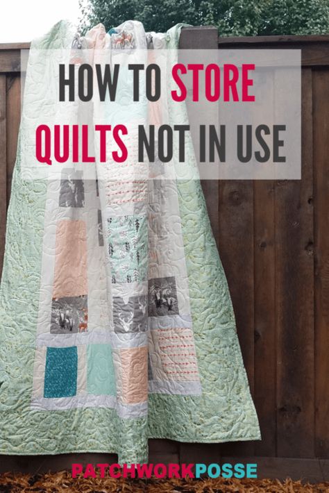 Storing Quilts Storage Ideas, How To Display Quilts, Easy Patchwork Quilt, Simple Patchwork Quilt, Fabric Storage Ideas, Sewing Tips For Beginners, Easy Patchwork, Quilting 101, Quilt Display