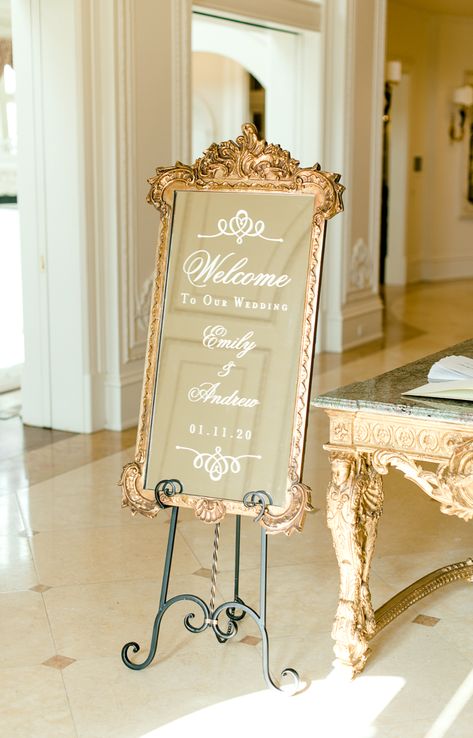 Timeless Glamour Wedding, Wedding Decorations Gold And White, Elegant Wedding Aesthetic Decor, Royal Ball Themed Wedding, Gold Vintage Wedding Decor, Classic Wedding Welcome Sign, Antique Gold Wedding Decor, Classy Wedding Signs, Formal Wedding Inspiration