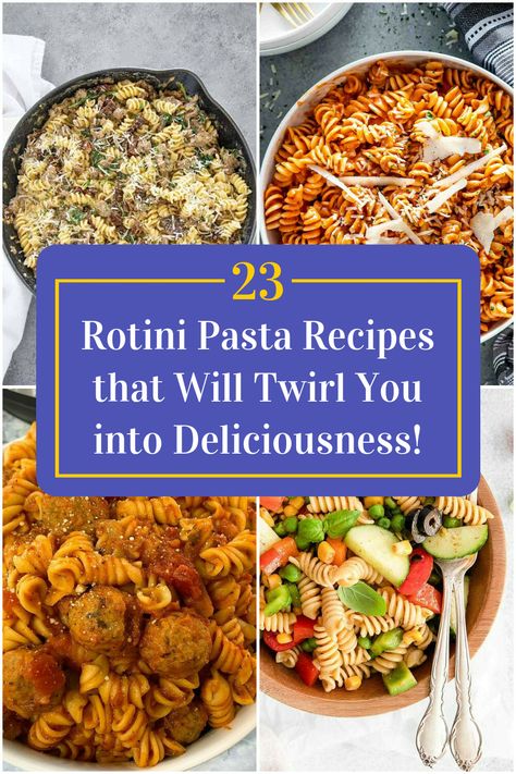 Collage of 4 rotini pasta recipes. Gluten Free Rotini Pasta Recipes, Rotini Dinner Recipes, Recipes Using Rotini Pasta, Rotini Noodle Recipes, Tri Color Rotini Pasta Recipes Dinner, Tri Colored Pasta Recipes, Healthy Rotini Pasta Recipes, Spiral Noodle Recipes Pasta, Easy Rotini Pasta Recipes