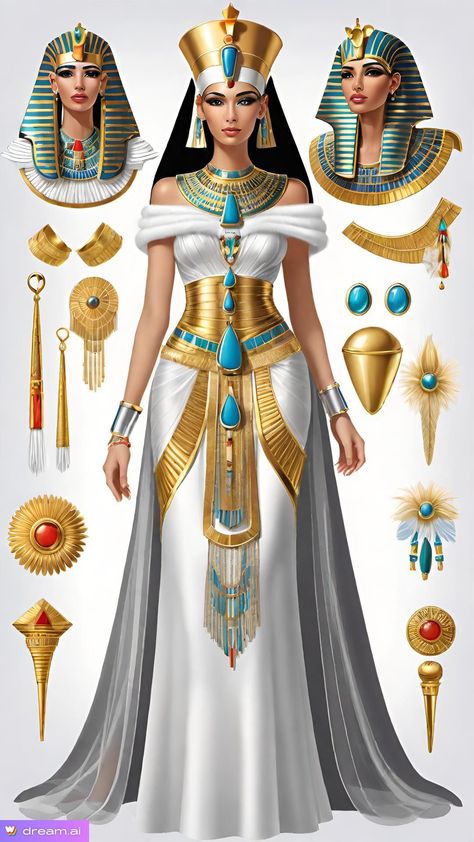 Cleopatra Halloween Costume Outfit, Ancient Egypt Outfits, Egyptian Outfits Women, Egyptian Outfit Ideas, Egyptian Dresses, Ancient Egypt Dress, Nefertiti Costume, Egypt Outfit, Ancient Egypt Women