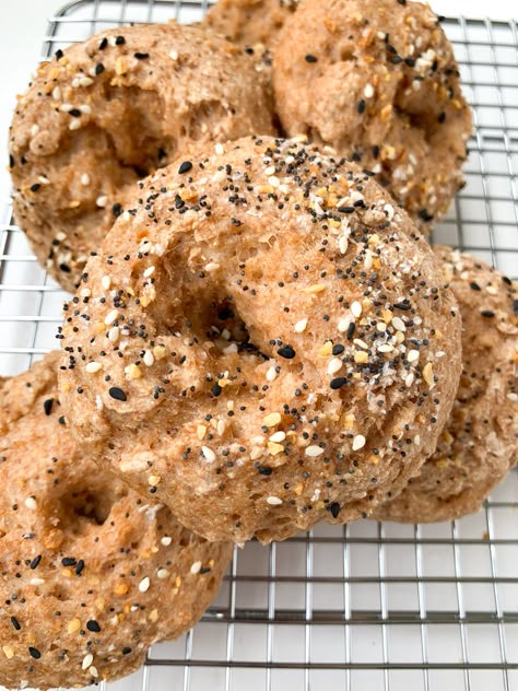 2 Ingredient Whole Wheat Bagels | Naturally Being Nat Ww Lasagna, Morning Baked Goods, Golo Breakfast, 2 Ingredient Dough Recipes, 2 Ingredient Bread, Greek Yogurt Bagels, Whole Wheat Bagels, Yogurt Bagels, Flavored Breads