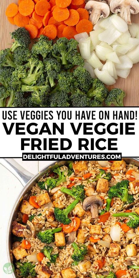 Vegan Fried Rice Recipe, Recipes No Meat, Ginger Tofu, Garlic Tofu, Vegan Fried Rice, Vegan Main Dish, Healthy Vegan Dinner Recipes, Healthy Vegan Dinner, Vegan Recipes Beginner