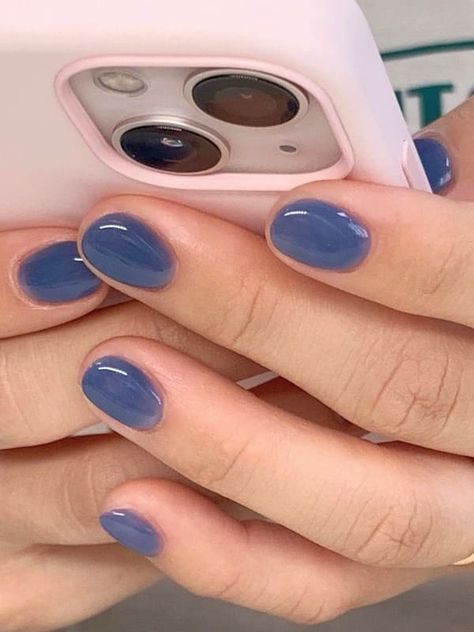 translucent blue short nails What Are Jelly Nails, Short Nails Cute Korean, Purple Jelly Nails Short, Blue Jelly Nails Korean Short, Jelly Blue Nails Korean, Jelly Natural Nails, Dip Jelly Nails, Blue Translucent Nails, Jelly Nails How To