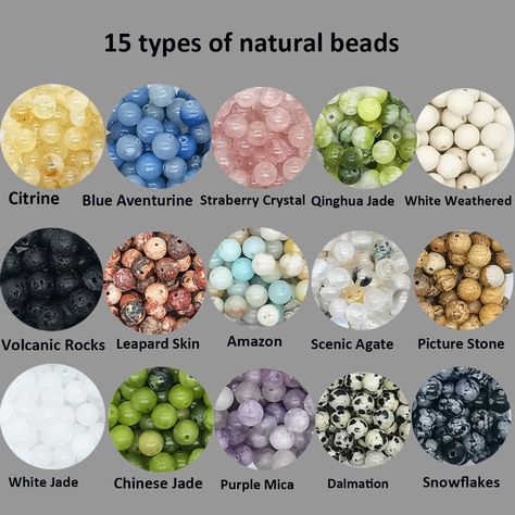 Amazon.com: 1200pcs 6mm Natural Round Stone Beads Real Gemstone Beading Loose Gemstone Hole Size 1mm DIY Smooth Beads for Bracelet Necklace Earrings Jewelry Making,Box Packed(24 Material -A,6mm) : Arts, Crafts & Sewing Types Of Beads For Jewelry, Mala Ideas, Crystal Bead Jewelry, Gemstone Beads Wholesale, Round Bead Necklace, Stones For Jewelry Making, Beads Mala, Beads For Sale, Easy Jewelry