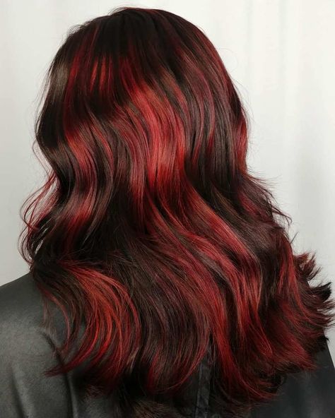 50 New Red Hair Ideas & Red Color Trends for 2020 - Hair Adviser Red Highlights Hair, Highlights Hair Ideas, Pinkish Purple Hair, Hair Ideas Red, Pinkish Brown Hair, Pinkish Red Hair, Red Hair Streaks, Ruby Red Hair, Red Hair Ideas