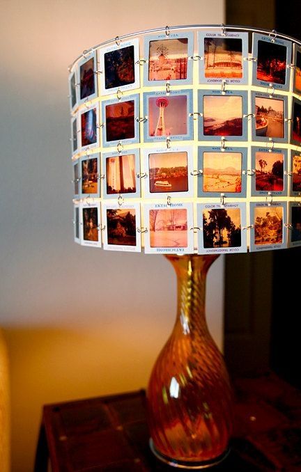 Creating a DIY Slide-Shade with instagram photos Diy Esstisch, Photo Slides, Diy Lampe, Diy Projects To Try, A Chair, Lamp Shades, Crafty Ideas, Lampshades, Repurpose