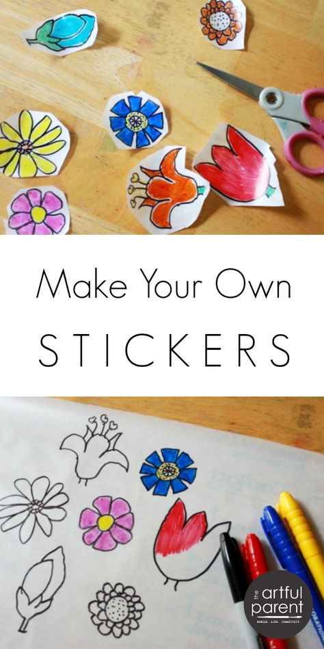 Make your own stickers with this easy DIY method and some contact paper. This creative activity for kids gives them free reign to create their own stickers. Contact Paper Crafts, Diy Girls Bedroom, Homemade Stickers, Permanent Markers, Diy Xmas Gifts, How To Make Stickers, Cool Art Projects, Creative Activities For Kids, Crafty Kids