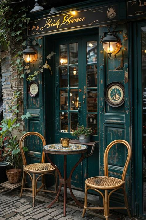 Bistro Interior, Vintage Coffee Shops, Evening Vibes, Cozy Coffee Shop, Outdoor Bistro, Outdoor Bistro Set, Outdoor Cafe, French Cafe, Vintage Cafe