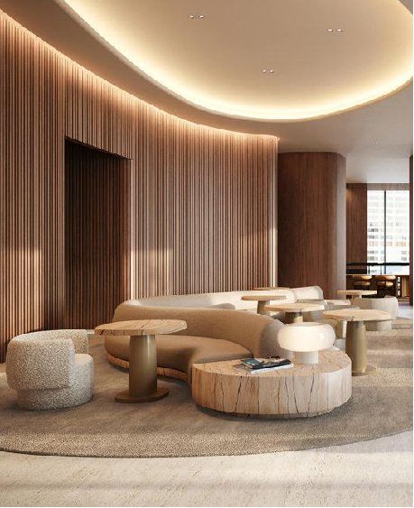 Lobby Interior Design, Lounge Interiors, Lobby Lounge, Hotel Lounge, Lobby Interior, Frank Gehry, Lobby Design, Lounge Design, Hotel Interior