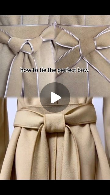 clothes on Instagram: "how to tie the perfect bow @lvbagpurse" How To Tie Pretty Bows With Ribbon, How To Make Bows In Dress, How To Tie Coat Belt Knots, How To Tie A Sweater Belt, How To Tie A Bow On A Jacket, How To Tie Sash Belt, How To Tie Belt Bow, How To Tie A Pretty Bow On A Dress, Tying Bow On Dress