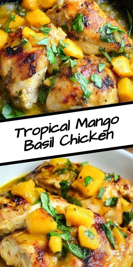 Mango Glazed Chicken with Basil: A Tropical Delight Indulge in the vibrant flavors of Mango Glazed Chicken with Basil! This easy recipe combines succulent chicken breasts with a sweet mango glaze, fresh ginger, and aromatic basil for a delicious weeknight meal. Ready in just 50 minutes, it’s perfect for impressing family and friends. Serve with lime wedges for a refreshing twist! ..... Tropical Meals, Easy Creamy Chicken Noodle Soup, Mango Glaze, Tropical Dishes, Mango Chicken Recipes, Chicken With Basil, Basil Chicken Recipe, Easy Creamy Chicken, Creamy Chicken Noodle