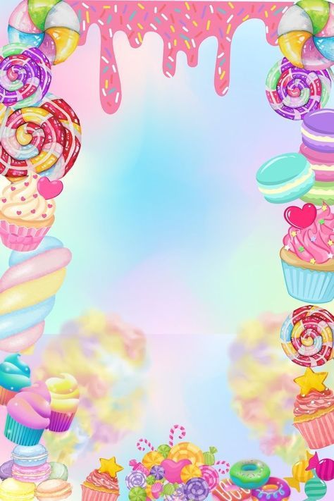 Candyland Party Invitations, Candyland Background, Candy Land Background, Candyland Invitations, Candy Invitations, Candy Background, Diy Cake Topper Birthday, Candy Clipart, Candy Theme Birthday Party