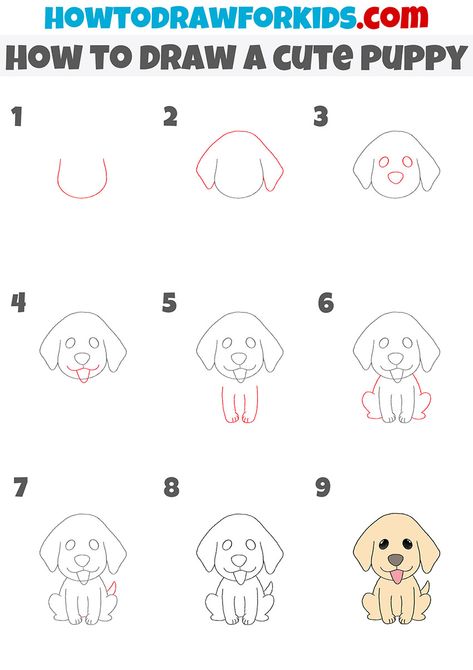 How To Draw Pets, How To Draw Puppy, How To Draw Puppies, How To Draw An Easy Dog, Step By Step Dog Drawing, Dog Doodle Easy, Dogs And Puppies Drawings Easy, How To Draw Dogs Step By Step, How To Draw A Puppy Easy