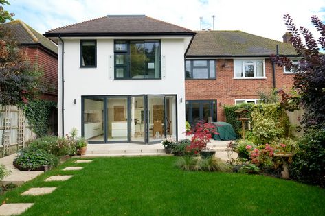 Extension and Refurbishment of 1950's Semi-Detached Home - Modern - Exterior - Surrey - by CLPM Limited | Houzz Kitchen Extension Exterior, Semi Detached House Extension, Double Storey Extension, Rear Extension Ideas, Bungalow Extensions, Double Storey House, Exterior House Remodel, Exterior House Design, House Redesign