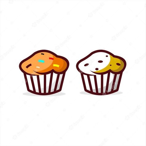 Muffins Illustration, Muffin Tattoo, Muffin Logo, Cartoon Muffin, Muffin Drawing, Muffin Illustration, Muffin Cartoon, Fish Background, Flat Fish