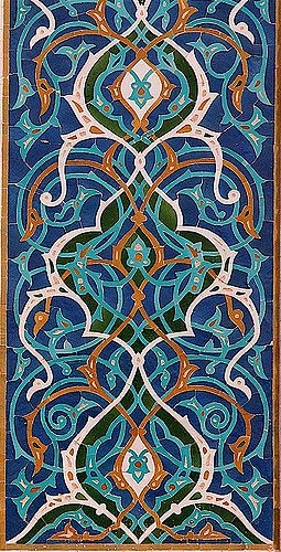 Detail of tilework, Jameh Mosque, Yazd Iran | **El-Len** | Flickr Islamic Tiles, Islamic Motifs, Iranian Architecture, Persian Architecture, Persian Art Painting, Islamic Patterns, Islamic Caligraphy, Persian Motifs, Islamic Art Pattern