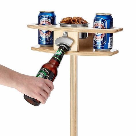 Outdoor Beer Table | Picnic Accessories; Summer Gifts | Uncommon Goods Outdoor Drink Holder, Wine Bottle Glass Holder, Outdoor Wine Table, Beer Bottle Holder, Beer Table, Table Picnic, Picnic Accessories, Beer Holder, Beer Holders