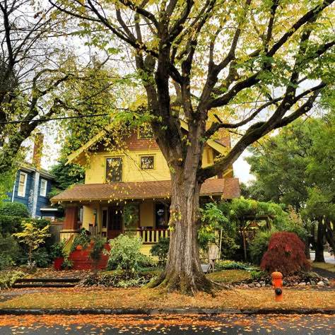 Autumn in Portland. Alameda. Portland House Exterior, Fall Victorian House, Portland Oregon Homes, Portland Oregon Aesthetic Homes, Portland Oregon House Exterior, Oregon Houses, Portland Oregon Houses, Autumn Neighborhood Aesthetic, Portland Neighborhoods