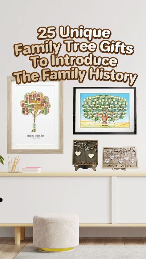 Let’s take a look at some cool family tree gifts we have compiled just for you! From the small family tree standing decor, to the large family tree design with pictures, those charming gifts will definitely impress you. #familytreegifts #familytreegiftsideas #familytreegiftsdiy #homemadefamilytreediygifts #mothersdaygiftsfamilytree #familytreepersonalizedgifts #grandparentgiftsfamilytree #personalisedfamilytreegifts Family Tree Art Creative, Diy Family Tree Project, Family Tree Gifts, Unique Family Tree, Family Trees Diy, Family Tree Design, Family Tree Picture Frames, Family Tree With Pictures, Family Tree Ideas