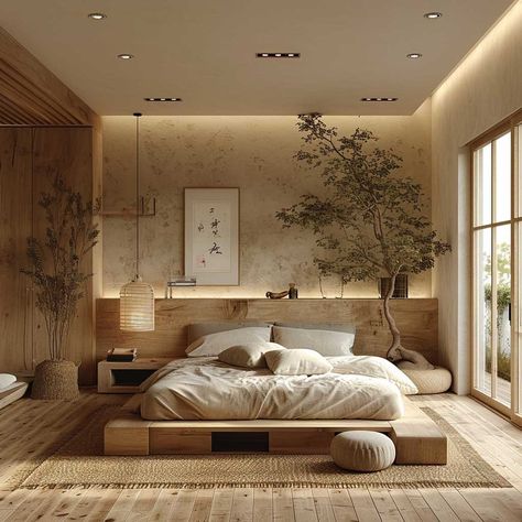 Japanese Bedroom Design, Japanese Inspired Bedroom, Zen Bedroom Ideas, Japandi Bedroom, Japanese Bedroom, Peaceful Bedroom, Feng Shui Bedroom, Zen Bedroom, Japanese Interior Design