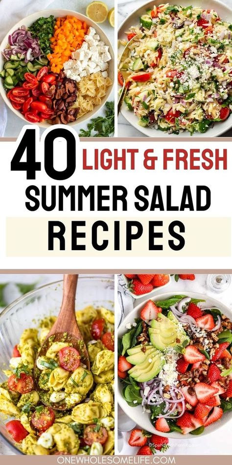 Collage of summer salad recipes. Best Summer Salads, Summer Potluck, Fresh Summer Salad, Resep Salad, Best Salad Recipes, Summer Salad Recipes, The Best Summer, Fresh Summer, Summer Salad