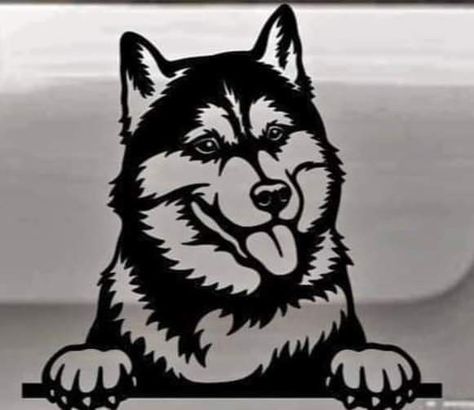 Husky Black And White, Husky Silhouette, Husky Black, Meds For Dogs, Rock Band Logos, Wood Burning Crafts, Husky Dogs, Band Logos, Black And White Drawing