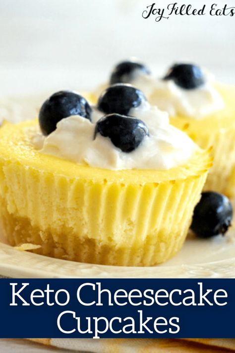 Keto Cheesecake Cupcakes - Low Carb, Gluten-Free | Joy Filled Eats Low Carb Cheesecake Bites, Keto Christmas Cookies, Mini Cheesecake Recipes, Keto Christmas, Keto Baking, Joy Filled Eats, Low Carb Cheesecake, Thm Desserts, Low Carb Treats