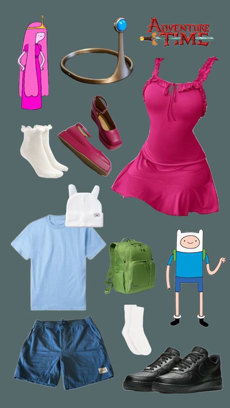 Adventure Time Couple, Princess Bubblegum Halloween, Princess Bubblegum Costumes, Finn And Princess Bubblegum, Princess Bubblegum Cosplay, Adventure Time Costume, Stylish Halloween Costumes, Couples Cosplay, Couple Costume