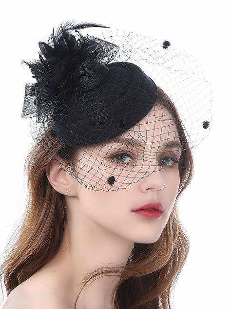 Pillbox Hat With Veil, Women Tea Party, Kate Middleton Hats, Veil Headband, Church Lady Hats, Hat With Veil, Kentucky Derby Fascinator, Flower Veil, Derby Fascinator