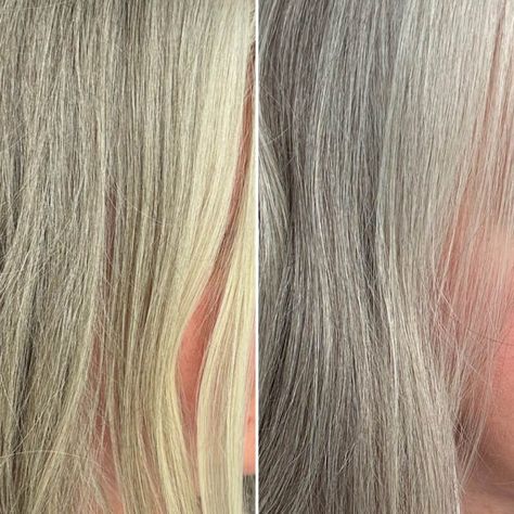 Get rid of brassy hair and get tons of volume with Quicksilver Hair Clay.     #grayhair #grayhaircare #silverhaircare #removebrassiness Remove Brassiness From Hair Diy, How To Remove Yellow From Gray Hair, How To Remove Brassy Tones From Hair, How To Fix Brassy Hair At Home, Remove Color From Hair, Grey Hair Turning Yellow, What Causes Gray Hair, Clay Hair Mask, Remove Yellow Stains