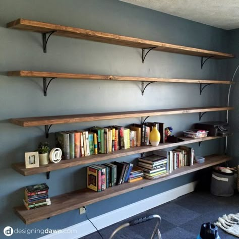 Diy Bookshelf Wall, Diy Bookshelf Ideas, Diy Bookshelves, Bookshelf Wall, Diy Bookshelf, Bookshelf Ideas, Library Shelves, Bookshelf Design, Wall Bookshelves