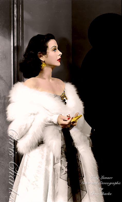 Hedy Lamarr Colorized, Heddy Lammar, Hady Lamarr, Old Hollywood Women, Old Hollywood Glamour Fashion, Old Hollywood Dresses, Vintage Hollywood Aesthetic, 1950s Hollywood Glamour, Old Hollywood Prom