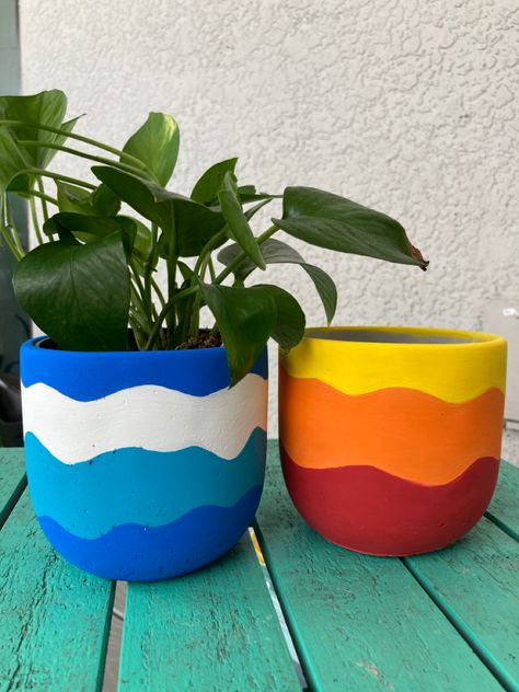 Flower Pots Painting, Patterned Concrete, Pots Painting, Concrete Vase, Plant Pot Design, Diy Pottery Painting, Flower Pot Art, Plant Pot Diy, Pots Diy