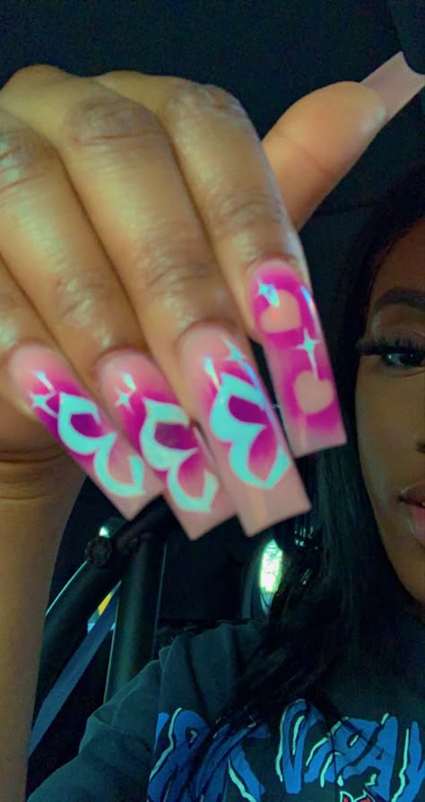 Rapper Nails, Angel Number Nails, Christ Nails, Gemini Nails, Airbrushed Nails, Urban Nails, Airbrush Nails, Cute Nail Ideas, Girly Acrylic Nails