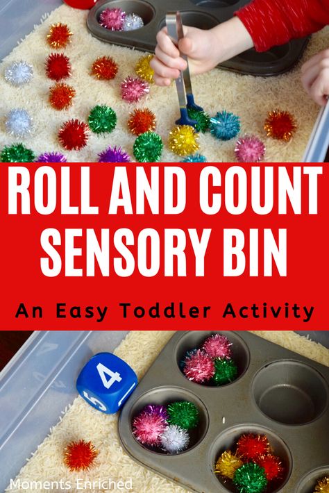 Number Sensory Bin, Counting Sensory Bin, Preschool Number Crafts, Toddler Indoor Activities, Toddler Sensory Activities, Sensory Bin Activities, Play Based Activities, Toddler Fine Motor Activities, Toddler Fine Motor